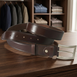 Ceinture décontractée pour homme en cuir de vachette artisanal, de haute qualité, avec logo personnalisé imprimé, en acier, imperméable, écologique, style vintage - Product Image 1