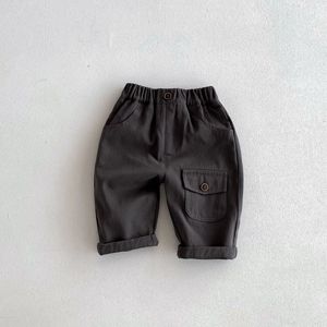 <span class=keywords><strong>Pantalon</strong></span> de survêtement unisexe quatre saisons respirant et souple en coton pour nouveau-né et enfant, style sport décontracté de haute qualité avec logo personnalisé - Product Image 3