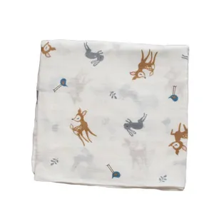 Hot Sales Muslin Print Bamboo Cotton Baby Swaddle Wrap Burping Cloth & Stroller Cover Swaddle Blankets