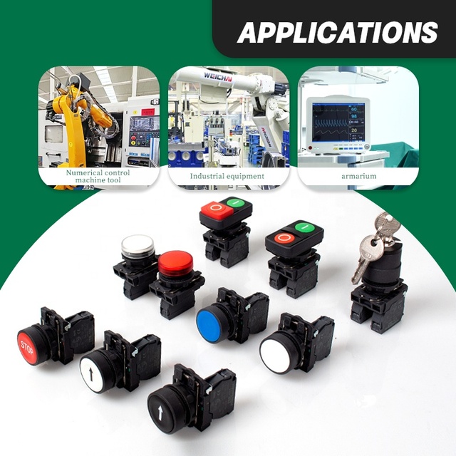 XB5 Series 22mm Momentary/Latching/Illuminated/Emergency Stop/Key Selector Double Pushbutton 1NO1NC Industrial Control Button