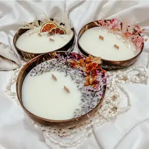 Candele profumate di lusso uniche personalizzate con etichetta forte candele di cocco candele personalizzate per matrimonio forte conchiglia di cocco