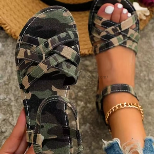 Summer New Solid Roman Lace up Flat Sandals Non-slip Rubber Soles Fashion Women's <b>Shoes</b> - Product Image 2