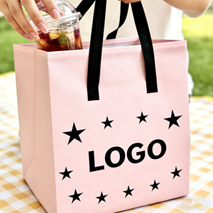 Sac fourre-tout non tissé personnalisé avec logo, recyclable, résistant à l'humidité, pour gâteaux au chocolat, collations, pique-nique, voyage, avec poignée longue - Product Image 3