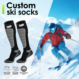 <span class=keywords><strong>Calcetines</strong></span> de Esquí de Lana Merino para Hombre, Logotipo y Color Personalizados, <span class=keywords><strong>Calcetines</strong></span> Térmicos hasta la Rodilla para Snowboard y Esquí - Product Image 1