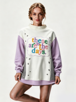 Sweat-shirt à col montant pour femme, style streetwear, longueur allongée, avec logo brodé personnalisé, hauts décontractés