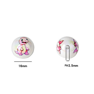 Perles en acrylique de 16 mm, couleurs mélangées, imprimées sur le thème des dinosaures, pour la fabrication de cordons de téléphone portable, accessoires de mode colorés - Product Image 2