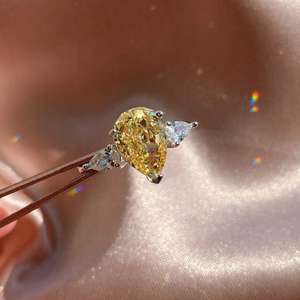 Новейший дизайн капли воды 1 карат кольцо с бриллиантом цена цвет синтетические бриллианты кольца 925 стерлингового серебра обручальные кольца для женщин - Product Image 1