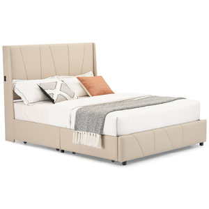 Base de Cama Moderna Minimalista Ajustable de Diseño Welt, Tamaño Individual/Matrimonial, con 4 Cajones de Almacenamiento, Tapicería de Cuero Sintético, Estructura de Metal, Cama Suave - Product Image 2