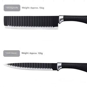 Juego de Cuchillos de Cocina Multifuncionales de Acero Inoxidable Black Wave de Seis Piezas, con Mangos de Plástico PP Duraderos y Ambidiestros, Cuchillos Modernos - Product Image 6