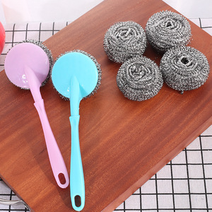 Éponges de nettoyage de cuisine économiques pour la vaisselle, en bois, en laine d'acier, en métal inoxydable, boules de nettoyage en fil métallique - Product Image 2