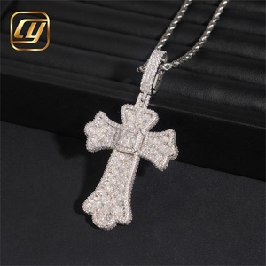 Pendentif Croix en Argent Sterling 925 Sertie de Diamants de Laboratoire, Bijoux Hip Hop Personnalisés, Pendentif CHOYUE, Pendentif Diamant de Laboratoire pour Homme - Product Image 2