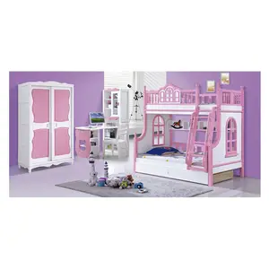 佛山強い安定性家具ピンクプリンセス子供二段ベッド