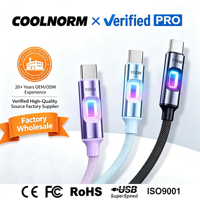 Cable de Carga para Auto Tipo-C, Cable de Datos Luminoso de Carga Ultra Rápida, Cable de Datos Trenzado de 100W con Luz Indicadora