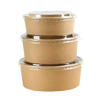 Bols en papier jetables écologiques tasses assiettes avec couvercles pour l'emballage des aliments-salade nouilles soupe riz en vente