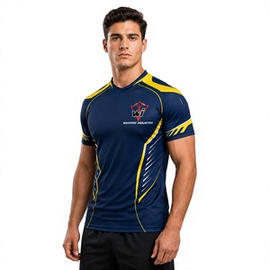 Camiseta de Rugby Personalizada Premium, 100% Poliéster, Transpirable, Absorbe la Humedad, Antibacteriana, Cuello en V, para Entrenamiento y Partidos - Product Image 3