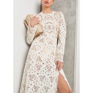 Wholesale High Quality Hollow Out Knit <b>Dress</b> Long Sleeved Slit <b>Lace</b> <b>See</b>-<b>through</b> Long Skirt. - Product Image 2