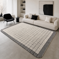 Tapis de sol neutre à grille fine 100% laine de Nouvelle-Zélande, fait main, à boucles coupées, résistant aux taches, personnalisé, style nordique, pour chambre et salon