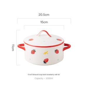 Tazón de Cerámica/Porcelana con Tapa, Juego de Tazones para Fideos de Gran Capacidad, Vajilla Portátil para Dormitorio, Tazón para Mezclar Ensaladas de Frutas, Verduras y Fideos - Product Image 6