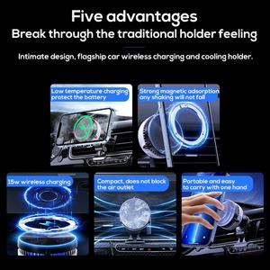 Car Wireless Charger MEMO GW03 Magnetic Wireless Car Charger 15W for iPhone with Phone <b>Cooler</b> for Cooling Phone - Product Image 6