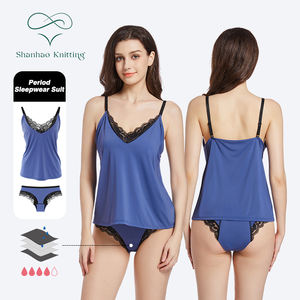 Shanhao Oem Meisjes Lekvrije Zijden Pyjama Dames Menstruatie Pyjama Zijden Nachtkleding Periode Slipje Pyjama 'S Voor Dames Set - Product Image 1