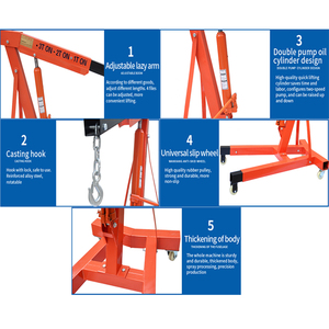 Cần cẩu động cơ gấp 2 tấn có piston bơm kép-Một tời động cơ thủy lực với hệ thống nâng nhà để xe piston bơm kép - Product Image 4