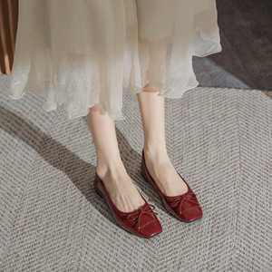 Chaussures d'hiver tendance à plateforme, style français, noires, à bout carré, à enfiler, en <span class=keywords><strong>cuir</strong></span> verni couleur chair, à semelle souple - Product Image 4