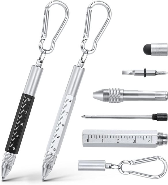 Personalized 6 in 1 Multitool Gadgets Pen With Custom Logo Carabiner Keychain Multi Tool Pen With Screwdriver for Dad Gifts