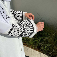Ramadan Keffieh Abaya Kimono Palestinien Broderie Tassel Musulman Ouvert Abaya Femmes Dubaï Islam Hijab Robe Caftan Cardigan Robe
