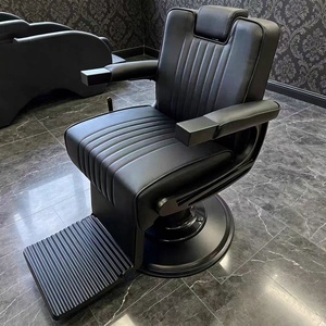 Sillón de Barbería Tapizado en Cuero PU Negro, Bomba Hidráulica Profesional, Reposapiés Extraíble, Diseño Moderno para Barbería y Salón - Product Image 6