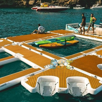 Plateforme Flottante Gonflable d'Île de Loisirs pour Piscine, Jet Ski ou Baignade en Mer