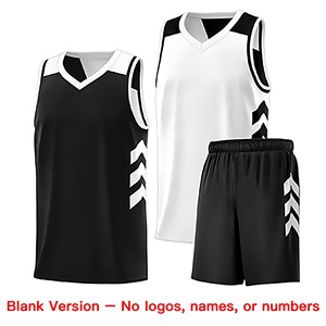 Conjuntos de Camisetas de Baloncesto Personalizadas en Blanco y Negro de Doble Cara para Hombre - Product Image 3