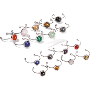 925 Sterling Silver Multi Color Stone Brilliant Round Cut Gemstone Weddings Engagement <b>Rings</b> Natural Gemstone <b>Adjustable</b> <b>Rings</b> - Product Image 1