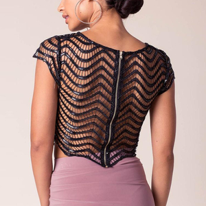 Personalizzare la camicetta Sexy da <span class=keywords><strong>donna</strong></span> con finiture e <span class=keywords><strong>paillettes</strong></span> intrecciate all'uncinetto - Product Image 3
