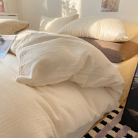 Ensemble de literie en coton lavé de style européen avec taie d'oreiller, drap, housse de couette, taille simple, double, king, queen, ensemble de housse de couette