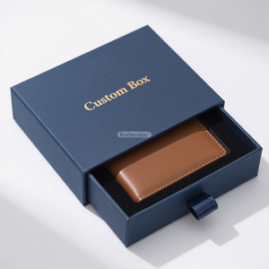 Custom Logo <b>Biodegradable</b> Luxury Mens Wallet Gift Box with Handmade Drawer Design Eco-Friendly Paper <b>Packaging</b> - Product Image 3