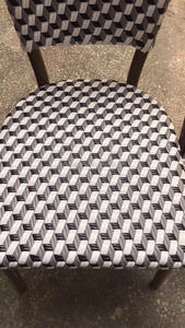 Chaise de jardin d'extérieur empilable en rotin, osier, aluminium, bambou et canne, avec accoudoirs, pour terrasse, balcon, piscine, bistrot, café et salle à manger, modèle Florida - Product Image 3