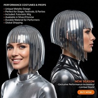 Tocado de espejo plateado cosido a mano con tira reflectante, estilo guerrera futurista, para bailarina GOGO, para escenario de bar, adultos