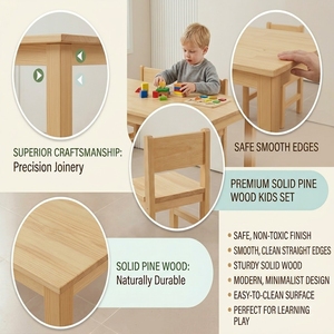 Ensemble de table et chaises d'apprentissage en contreplaqué de bouleau Montessori pour la maternelle, la garderie, la salle de classe préscolaire et l'espace d'alphabétisation - Product Image 3