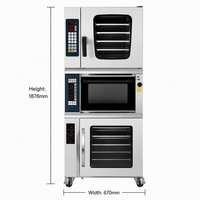 Four combiné électrique commercial 3-en-1 JIEYI CK07A-60 (convection vapeur) avec commande tactile/boutons, écran LED, protection contre la surchauffe pour boulangeries