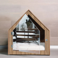 Kunden spezifische Indoor Luxus Pet House Massivholz Hunde bett Möbel mit nachhaltigem Merkmal und gedrucktem Muster