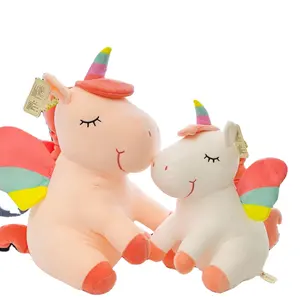 도매 사용자 정의 OEM 25-70cm 무지개 천사 유니콘 대형 봉제 인형 장난감 베개 동물 조랑말 인형 장난감