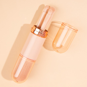 Pinceau de maquillage portable 4-en-1 anti-poussière, design télescopique en plastique pour application de poudre libre, blush, fard à paupières et rouge à lèvres - Product Image 4
