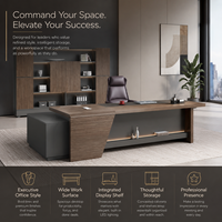 Bureau de direction moderne, haut de gamme, durable et écologique en bois, avec tiroirs utilitaires et garantie de 3 ans, pour usage professionnel (CEO)