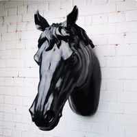 Escultura de Cabeza de Caballo de Tamaño Real (60 cm) para Montar en la Pared, Decoración de Pared de Cabeza de Animal de Resina FRP para Club Ecuestre, Bar, Hotel, Área Comercial