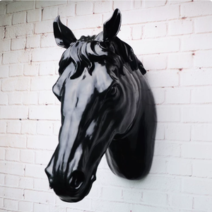 Scultura da Parete a Grandezza Naturale (60 cm) a Forma di Testa di <span class=keywords><strong>Cavallo</strong></span> in Resina FRP, Decorazione Murale Animale per Club Equestri, Bar, Hotel e Aree Commerciali - Product Image 2