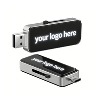 Clé USB double tête Type C haute vitesse OTG pour téléphone et PC UTC186, clé USB coulissante avec fonction LED personnalisée