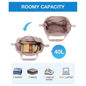 Fashion Women Travel Luggage Bag <b>Large</b> Weekend Overnight Bag Pink Nylon Yoga <b>Mat</b> Bag - Product Image 3