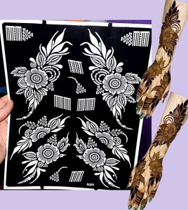 Stencil in PVC per Henné Indiano e Arabo di Grandi Dimensioni 29x23cm, Adesivi Glitterati per Aerografo, Applicazione Temporanea di Body Art per Donne e Ragazze - Product Image 5