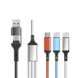 60W 3 in 2 cable Type C to Type C fast charging+data transfer Multiple type-c USB Charging Data Cable for Ip 15   Sam -sung
