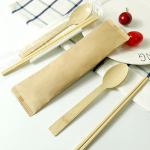 Juego de cubiertos desechables ecológicos de 4 piezas, vajilla de bambú, cuchillo, tenedor, cuchara, <span class=keywords><strong>palillos</strong></span> - Product Image 4